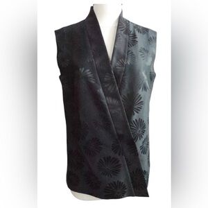 Michael Kors Italy Collection Black Silk Floral Wrap Top Vest Oriental Women 6